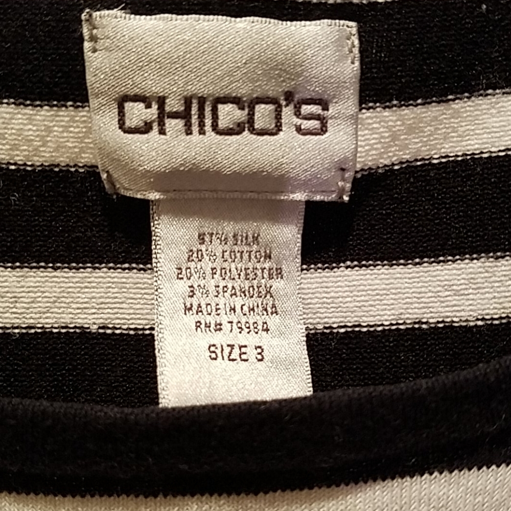 Chico's size 3 black and white silk blend top - Picture 2 of 3